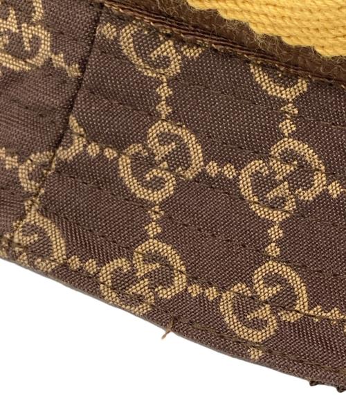 GUCCI（グッチ）GUCCI (グッチ) GGキャンバス バケットハット ブラウン×イエロー サイズ:Lの古着・服飾アイテム