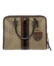 TORY BURCH（トリーバーチ）の古着「Gemini Link Jacquard Snake Satchel with Genuine Snakeskin Triml ハンドバッグ」｜ブラウン