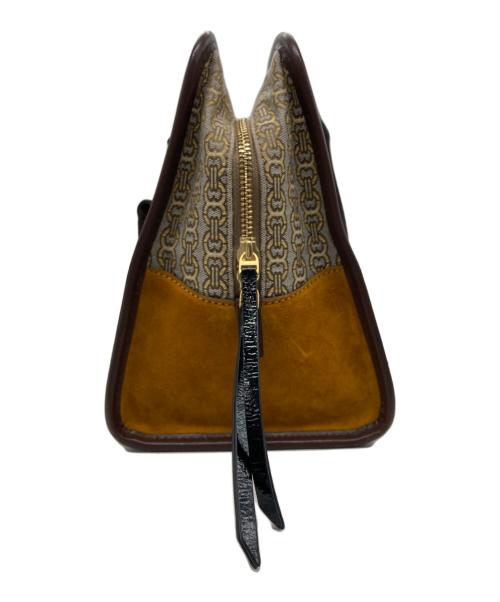 TORY BURCH（トリーバーチ）TORY BURCH (トリーバーチ) Gemini Link Jacquard Snake Satchel with Genuine Snakeskin Triml ハンドバッグ ブラウンの古着・服飾アイテム