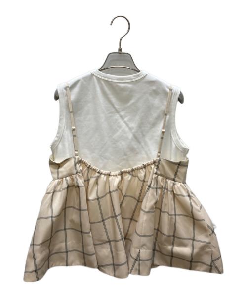 Mila Owen（ミラオーウェン）Mila Owen (ミラオーウェン) チェックペプラムキャミ×タンクＳＥＴ ベージュ サイズ:SIZE 1の古着・服飾アイテム