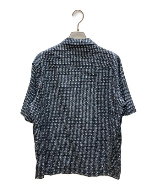 PAUL SMITH（ポールスミス）Paul Smith (ポールスミス) 総柄オープンカラーシャツ ブラック×ブルー サイズ:SIZE Mの古着・服飾アイテム