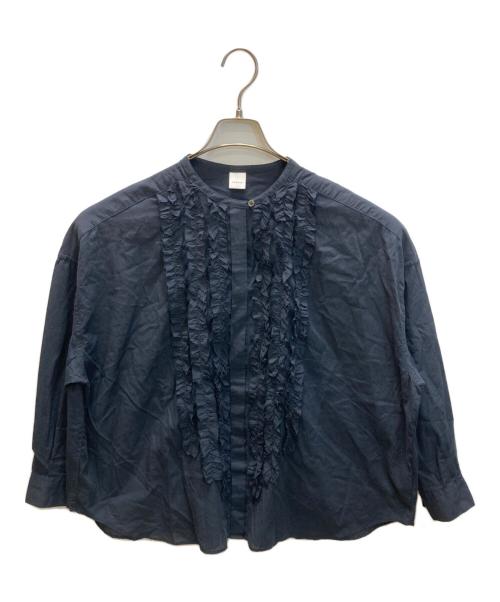 KAGURE（カグレ）KAGURE (カグレ) コットンワッシャーフリルワイドシャツ ネイビー サイズ:SIZE Freeの古着・服飾アイテム