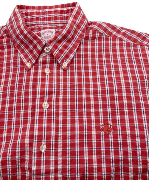 BROOKS BROTHERS（ブルックスブラザーズ）BROOKS BROTHERS (ブルックスブラザーズ) 半袖 シアサッカー プルオーバーチェックシャツ レッド×ホワイト サイズ:Mの古着・服飾アイテム