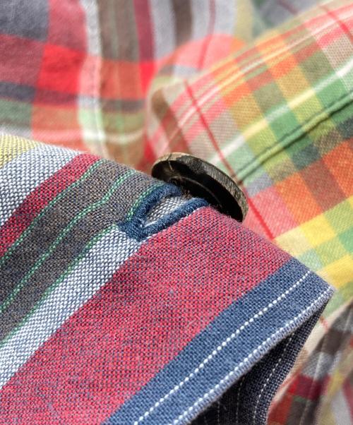 POLO RALPH LAUREN（ポロ・ラルフローレン）POLO RALPH LAUREN (ポロ・ラルフローレン) オープンカラー マドラスチェックシャツ レッド×ネイビー サイズ:Mの古着・服飾アイテム