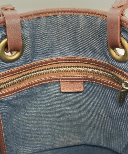 CELINE（セリーヌ）CELINE (セリーヌ) マカダム柄デニムトートバッグ ブルー×ブラウンの古着・服飾アイテム