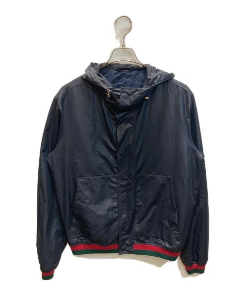 GUCCI（グッチ）GUCCI (グッチ) ボタンアップフーデッドナイロンジャケット ブラック サイズ:SIZE 50の古着・服飾アイテム