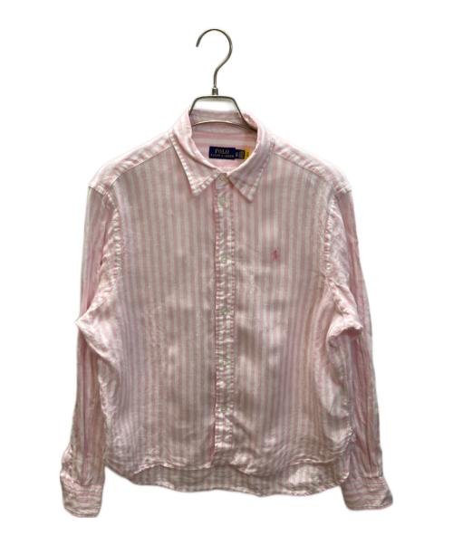 POLO RALPH LAUREN（ポロ・ラルフローレン）POLO RALPH LAUREN (ポロ・ラルフローレン) リネンストライプシャツ ホワイト×ピンク サイズ:XSの古着・服飾アイテム