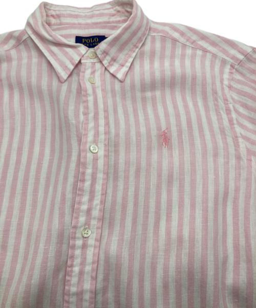 POLO RALPH LAUREN（ポロ・ラルフローレン）POLO RALPH LAUREN (ポロ・ラルフローレン) リネンストライプシャツ ホワイト×ピンク サイズ:XSの古着・服飾アイテム