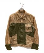 DIESELディーゼル）の古着「Happiness DEALER リネン混ジャケット」｜ベージュ×グリーン