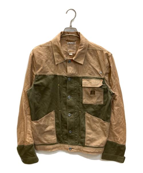 DIESEL（ディーゼル）DIESEL (ディーゼル) Happiness DEALER リネン混ジャケット ベージュ×グリーン サイズ:SIZE Lの古着・服飾アイテム