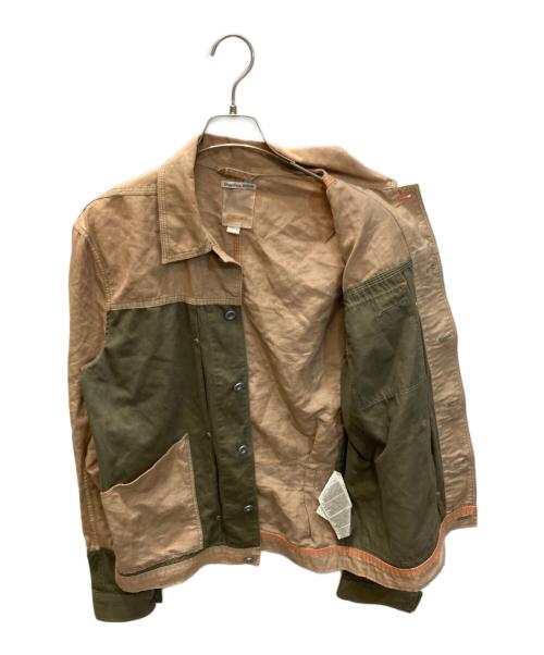 DIESEL（ディーゼル）DIESEL (ディーゼル) Happiness DEALER リネン混ジャケット ベージュ×グリーン サイズ:SIZE Lの古着・服飾アイテム