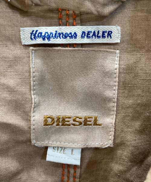 DIESEL（ディーゼル）DIESEL (ディーゼル) Happiness DEALER リネン混ジャケット ベージュ×グリーン サイズ:SIZE Lの古着・服飾アイテム