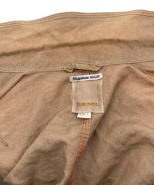 DIESEL（ディーゼル）DIESEL (ディーゼル) Happiness DEALER リネン混ジャケット ベージュ×グリーン サイズ:SIZE Lの古着・服飾アイテム