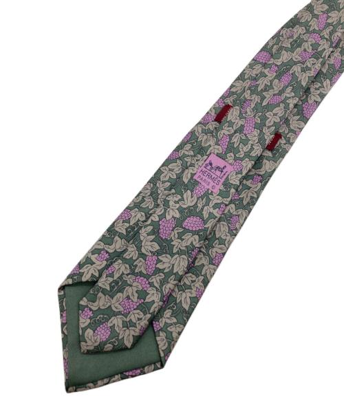 HERMES（エルメス）HERMES (エルメス) シルクネクタイ グリーン×パープル サイズ:下記参照の古着・服飾アイテム