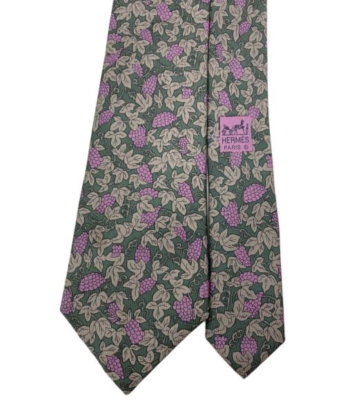 HERMES（エルメス）HERMES (エルメス) シルクネクタイ グリーン×パープル サイズ:下記参照の古着・服飾アイテム