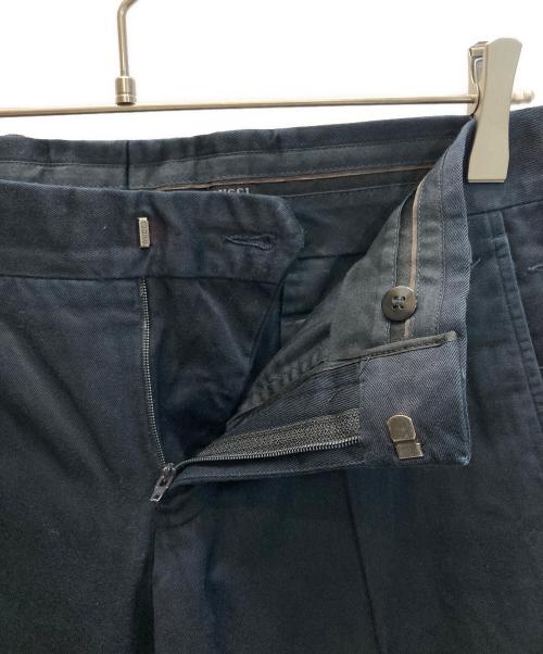 GUCCI（グッチ）GUCCI (グッチ) コットンストレートパンツ ブラック サイズ:SIZE 48の古着・服飾アイテム