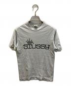 stussyステューシー）の古着「折れクラウンロゴTシャツ」｜グレー