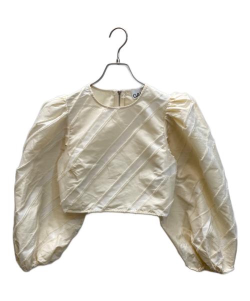GANNI（ガニー）GANNI (ガニー) ストライプ タフタ ワイドスリーブ フィットブラウス ベージュ サイズ:SIZE XSの古着・服飾アイテム