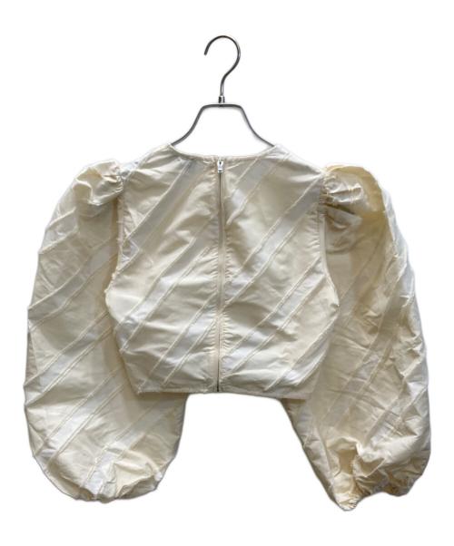 GANNI（ガニー）GANNI (ガニー) ストライプ タフタ ワイドスリーブ フィットブラウス ベージュ サイズ:SIZE XSの古着・服飾アイテム