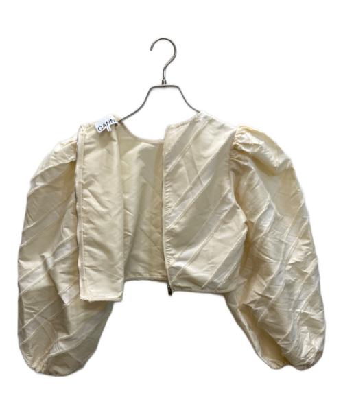GANNI（ガニー）GANNI (ガニー) ストライプ タフタ ワイドスリーブ フィットブラウス ベージュ サイズ:SIZE XSの古着・服飾アイテム
