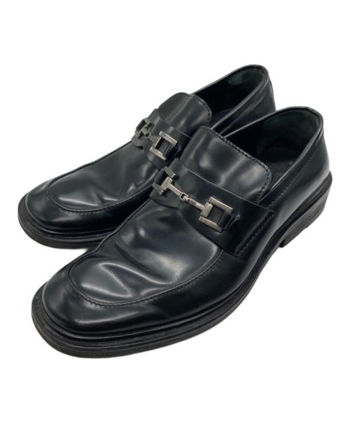 GUCCI（グッチ）GUCCI (グッチ) スクエアビットローファー ブラック サイズ:SIZE 40 1/2の古着・服飾アイテム