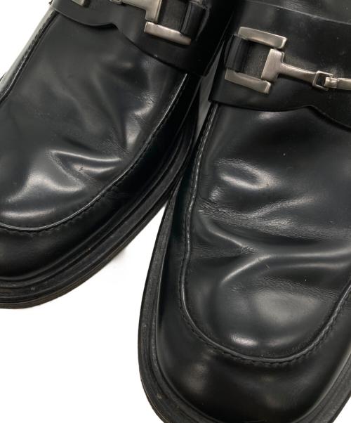 GUCCI（グッチ）GUCCI (グッチ) スクエアビットローファー ブラック サイズ:SIZE 40 1/2の古着・服飾アイテム
