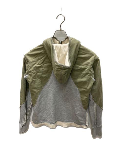GREG LAUREN（グレッグローレン）GREG LAUREN (グレッグローレン) アーミーテントドッキングフーディー グレー×オリーブ サイズ:Sの古着・服飾アイテム