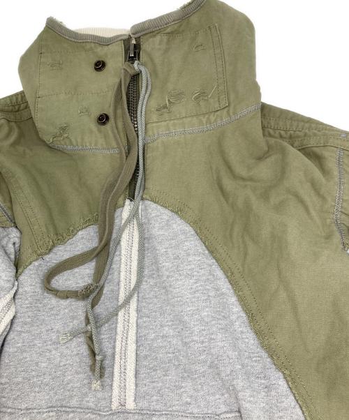 GREG LAUREN（グレッグローレン）GREG LAUREN (グレッグローレン) アーミーテントドッキングフーディー グレー×オリーブ サイズ:Sの古着・服飾アイテム