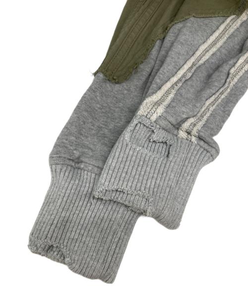 GREG LAUREN（グレッグローレン）GREG LAUREN (グレッグローレン) アーミーテントドッキングフーディー グレー×オリーブ サイズ:Sの古着・服飾アイテム