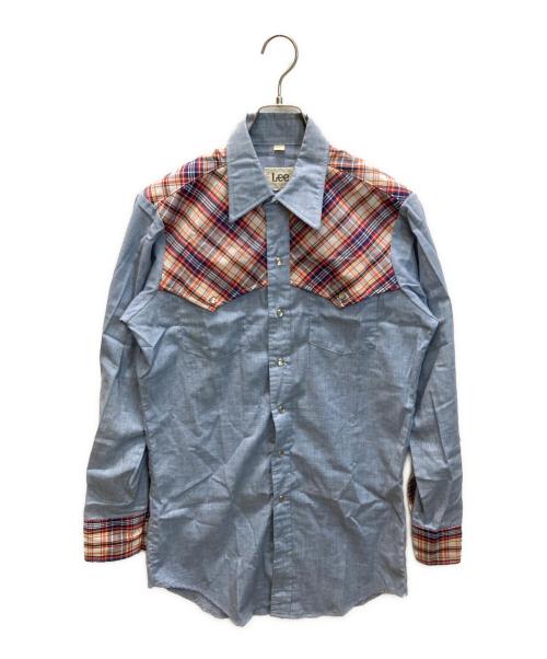 LEE（リー）LEE (リー) 切替ウエスタンシャツ ブルー×レッド サイズ:SIZE 15 1/2の古着・服飾アイテム