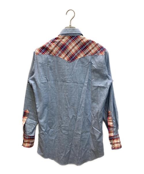 LEE（リー）LEE (リー) 切替ウエスタンシャツ ブルー×レッド サイズ:SIZE 15 1/2の古着・服飾アイテム