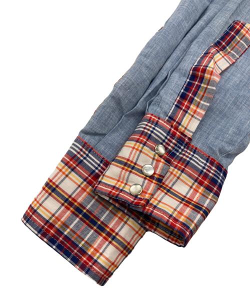 LEE（リー）LEE (リー) 切替ウエスタンシャツ ブルー×レッド サイズ:SIZE 15 1/2の古着・服飾アイテム