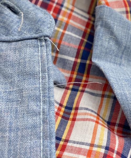 LEE（リー）LEE (リー) 切替ウエスタンシャツ ブルー×レッド サイズ:SIZE 15 1/2の古着・服飾アイテム