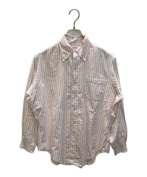 BROOKS BROTHERS（ブルックスブラザーズ）BROOKS BROTHERS (ブルックスブラザーズ) makers ボタンダウンストライプシャツ ホワイト×ピンク サイズ:SIZE 15 1/2-3の古着・服飾アイテム