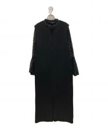 ANDRESD（アンドレスド）の古着「BELL SLEEVE SLIT DRESS」｜ブラック