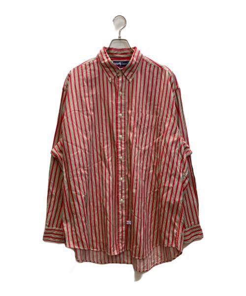 RALPH LAUREN（ラルフローレン）RALPH LAUREN (ラルフローレン) ストライプ BDシャツ レッド×グリーン サイズ:SIZE XLの古着・服飾アイテム