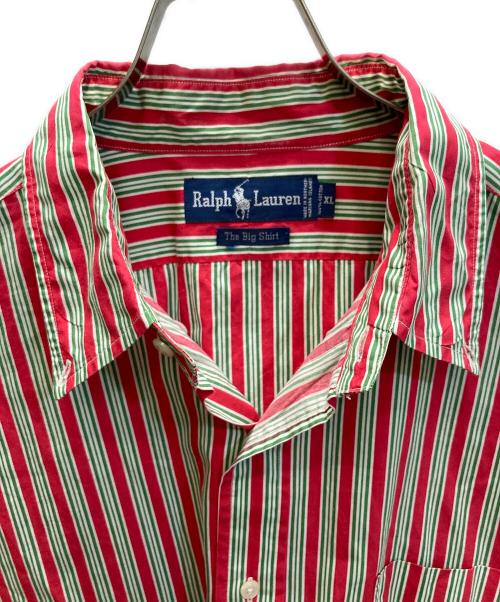 RALPH LAUREN（ラルフローレン）RALPH LAUREN (ラルフローレン) ストライプ BDシャツ レッド×グリーン サイズ:SIZE XLの古着・服飾アイテム