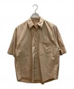 AURALEEオーラリー）の古着「WASHED FINX TWILL BIG HALF SLEEVED SHIRT」｜ベージュ