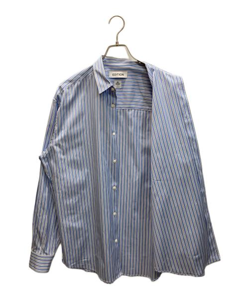edition（エディション）edition (エディション) THOMAS MASON ストライプレギュラーシャツ ブルー サイズ:Mの古着・服飾アイテム