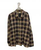 goldゴールド）の古着「Super 120's WOOL CHECK OPEN SHIRT」｜ブラウン
