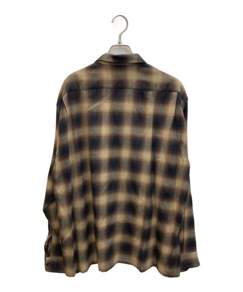 gold（ゴールド）gold (ゴールド) Super 120's WOOL CHECK OPEN SHIRT ブラウン サイズ:XLの古着・服飾アイテム