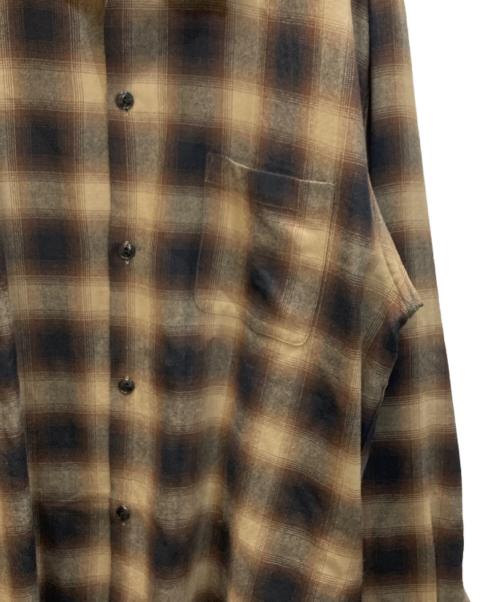 gold（ゴールド）gold (ゴールド) Super 120's WOOL CHECK OPEN SHIRT ブラウン サイズ:XLの古着・服飾アイテム