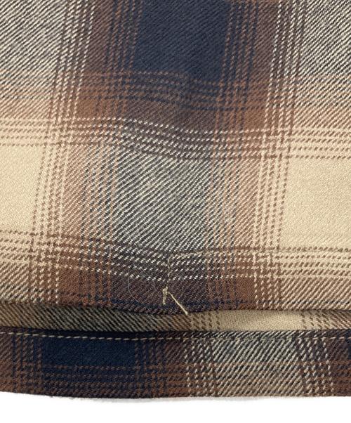 gold（ゴールド）gold (ゴールド) Super 120's WOOL CHECK OPEN SHIRT ブラウン サイズ:XLの古着・服飾アイテム