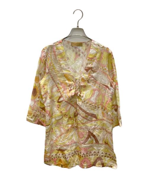 Emilio Pucci（エミリオ プッチ）Emilio Pucci (エミリオ プッチ) コットンシルク総柄ブラウス イエロー サイズ:38の古着・服飾アイテム