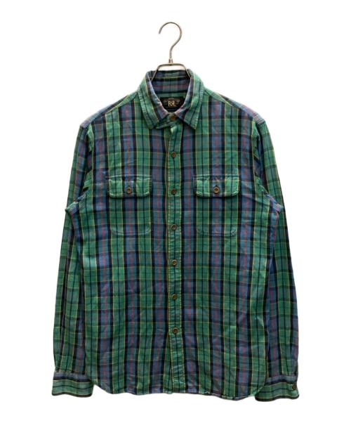 RRL（ダブルアールエル）RRL (ダブルアールエル) チンストチェックワークシャツ グリーン サイズ:SIZE Sの古着・服飾アイテム
