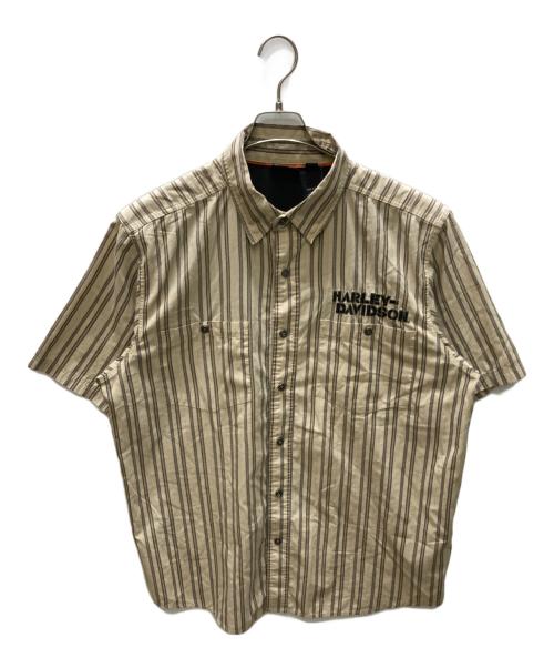 HARLEY-DAVIDSON（ハーレーダビッドソン）HARLEY-DAVIDSON (ハーレーダビッドソン) ストライプシャツ ベージュ サイズ:XLの古着・服飾アイテム