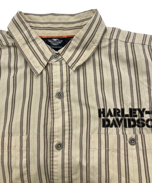 HARLEY-DAVIDSON（ハーレーダビッドソン）HARLEY-DAVIDSON (ハーレーダビッドソン) ストライプシャツ ベージュ サイズ:XLの古着・服飾アイテム
