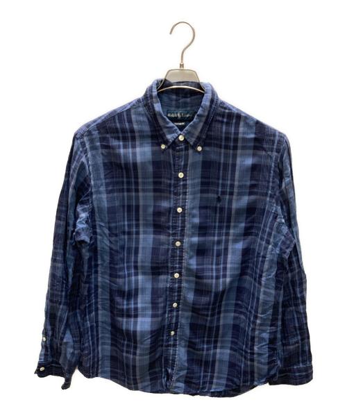 RALPH LAUREN（ラルフローレン）RALPH LAUREN (ラルフローレン) シルクリネンチェックシャツ ネイビー サイズ:XLの古着・服飾アイテム