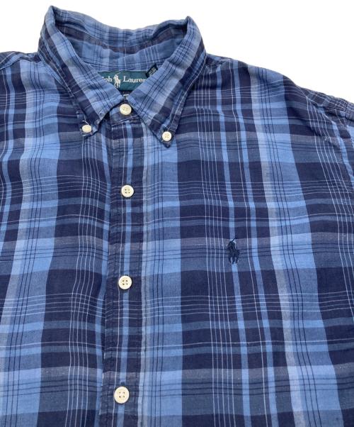 RALPH LAUREN（ラルフローレン）RALPH LAUREN (ラルフローレン) シルクリネンチェックシャツ ネイビー サイズ:XLの古着・服飾アイテム