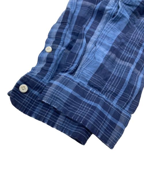 RALPH LAUREN（ラルフローレン）RALPH LAUREN (ラルフローレン) シルクリネンチェックシャツ ネイビー サイズ:XLの古着・服飾アイテム